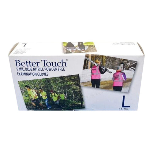 Better Touch Blue Nitrile Powder Free Examination Gloves - Large