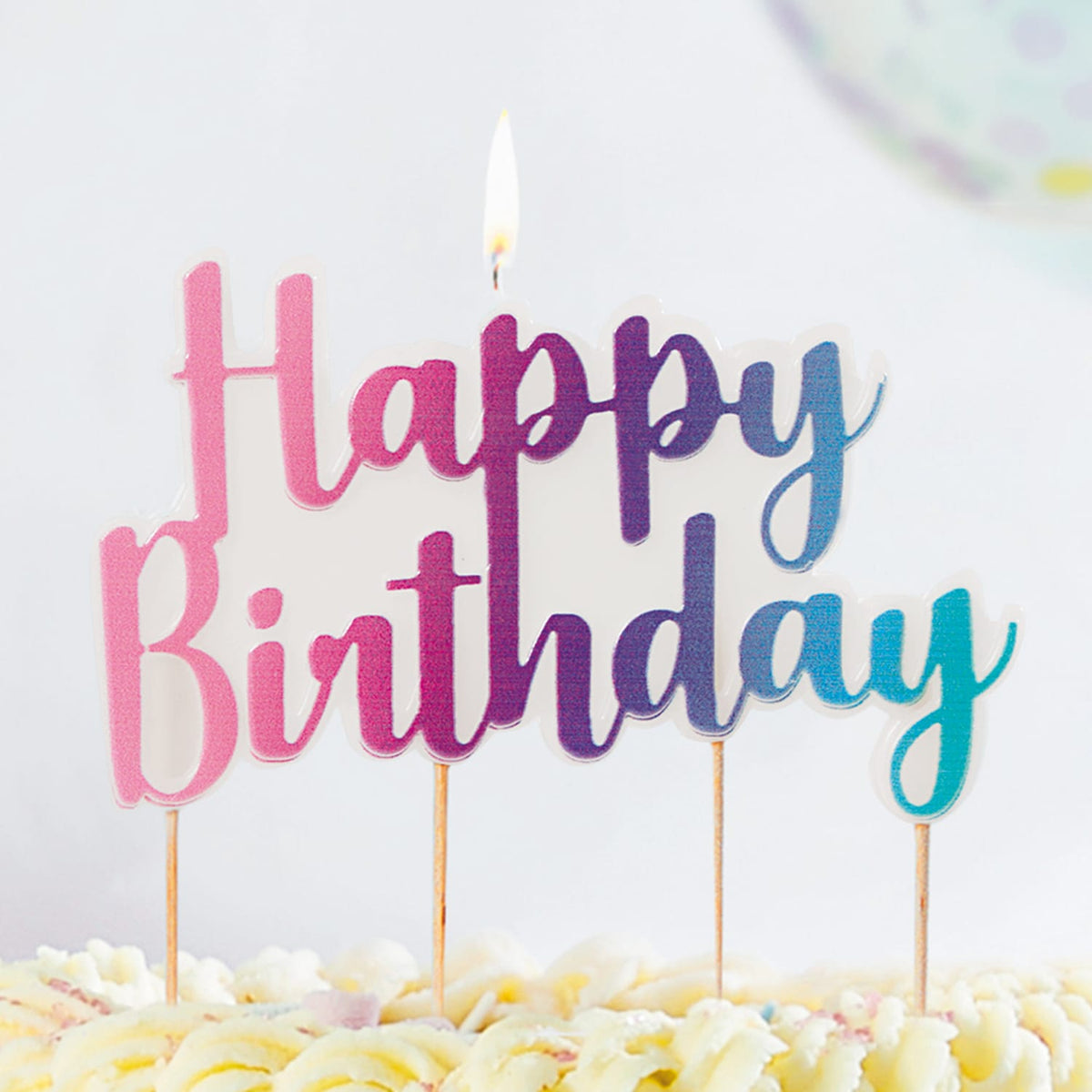 Let's Party Pastel Happy Birthday Candle Topper