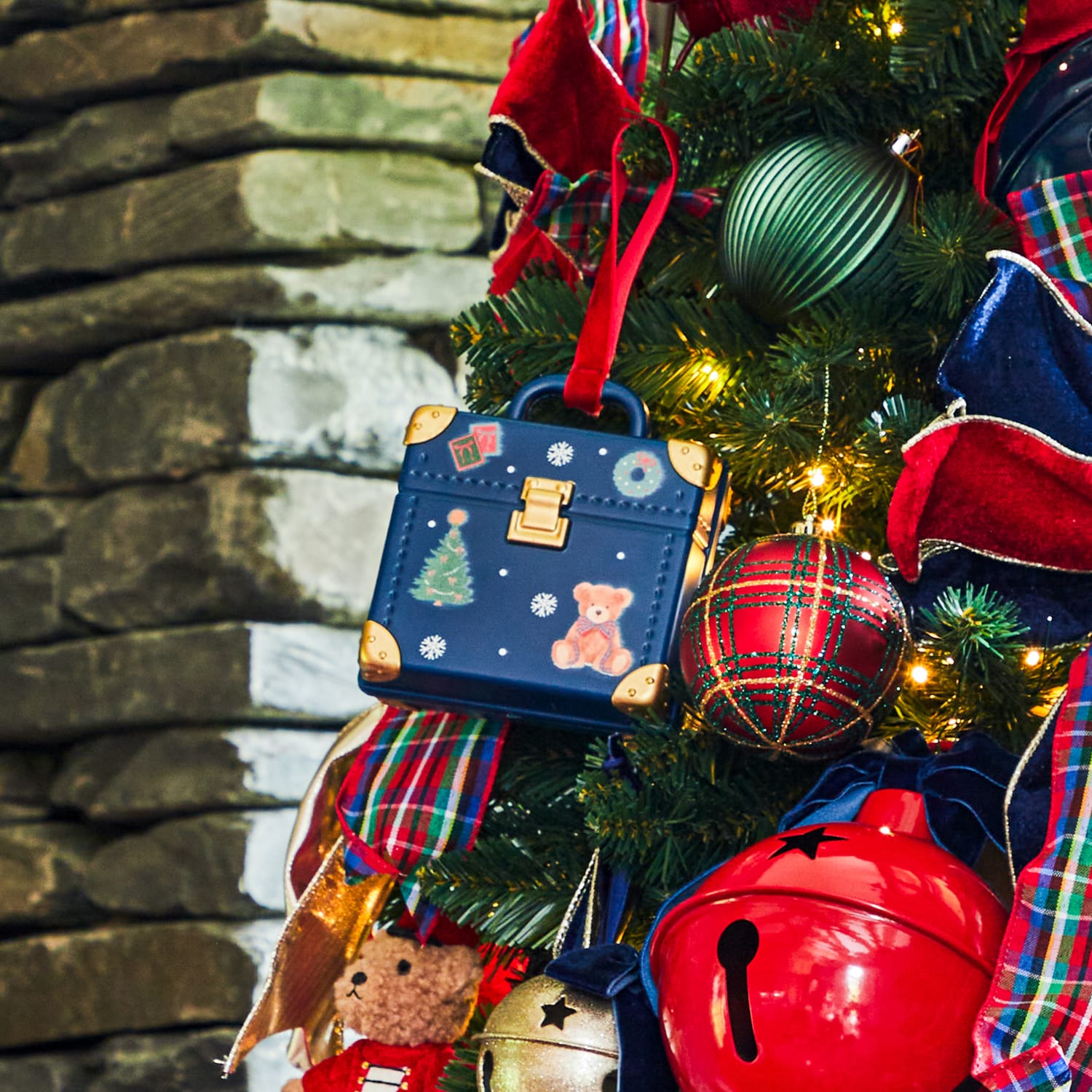 The Lifestyle Edit Timeless Christmas Suitcase Decoration, product image 2
